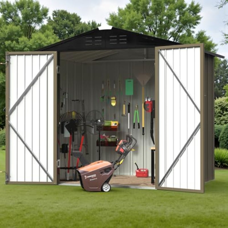 Outdoor Storage Shed Lockable Metal Shed 189 L X 122(W) X 188(H) cm Steel Anti-Corrosion Storage House Utility Tool Shed for Backyard Garden (6 * 4 FT) - Image 5