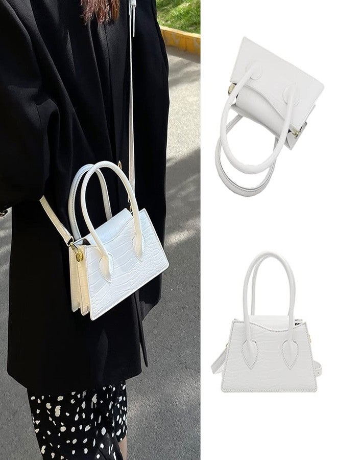 Trisapu Cute Small Crossbody Purses for Women Girls Trendy Tiny Purse Top Handle Bag Crocodile Satchels Handbag White - Image 4