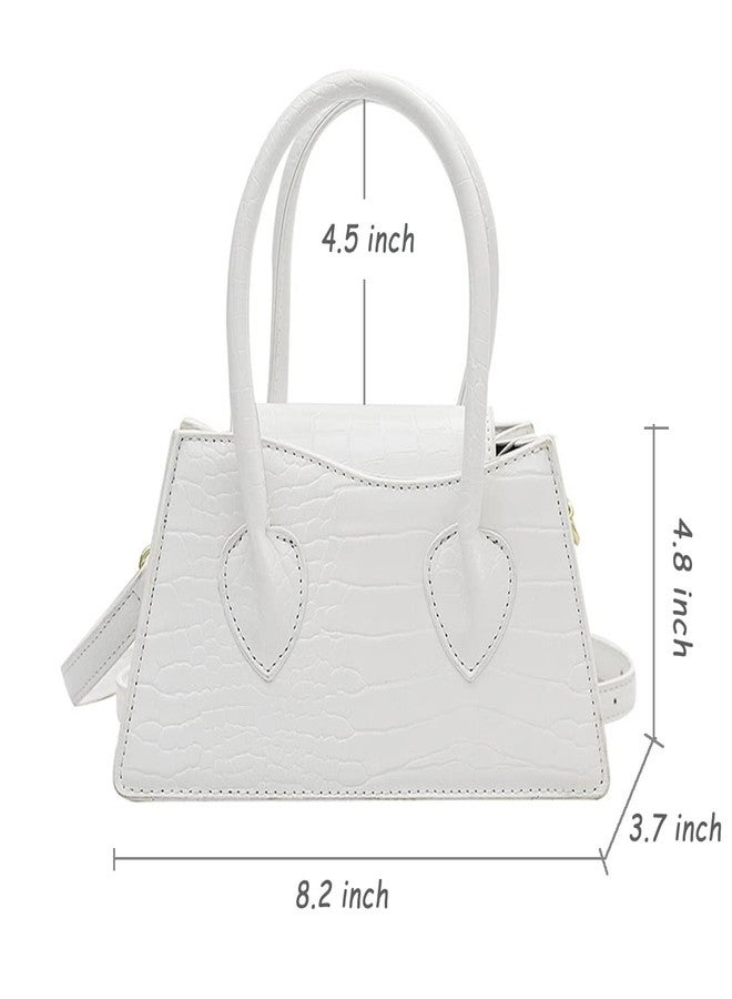 Trisapu Cute Small Crossbody Purses for Women Girls Trendy Tiny Purse Top Handle Bag Crocodile Satchels Handbag White - Image 5