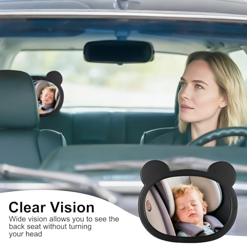 Fulushouxi 1 PcsBaby Car Mirror for Backseat, Safety Baby Car Seat Mirror for Rear Facing, Shatterproof Hook Clip Clear Wide View & 360° Rotation Baby Mirrors Essentials Accessories - Image 5