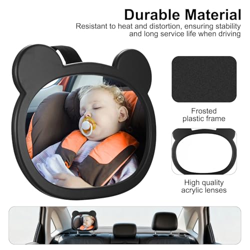 Fulushouxi 1 PcsBaby Car Mirror for Backseat, Safety Baby Car Seat Mirror for Rear Facing, Shatterproof Hook Clip Clear Wide View & 360° Rotation Baby Mirrors Essentials Accessories - Image 3
