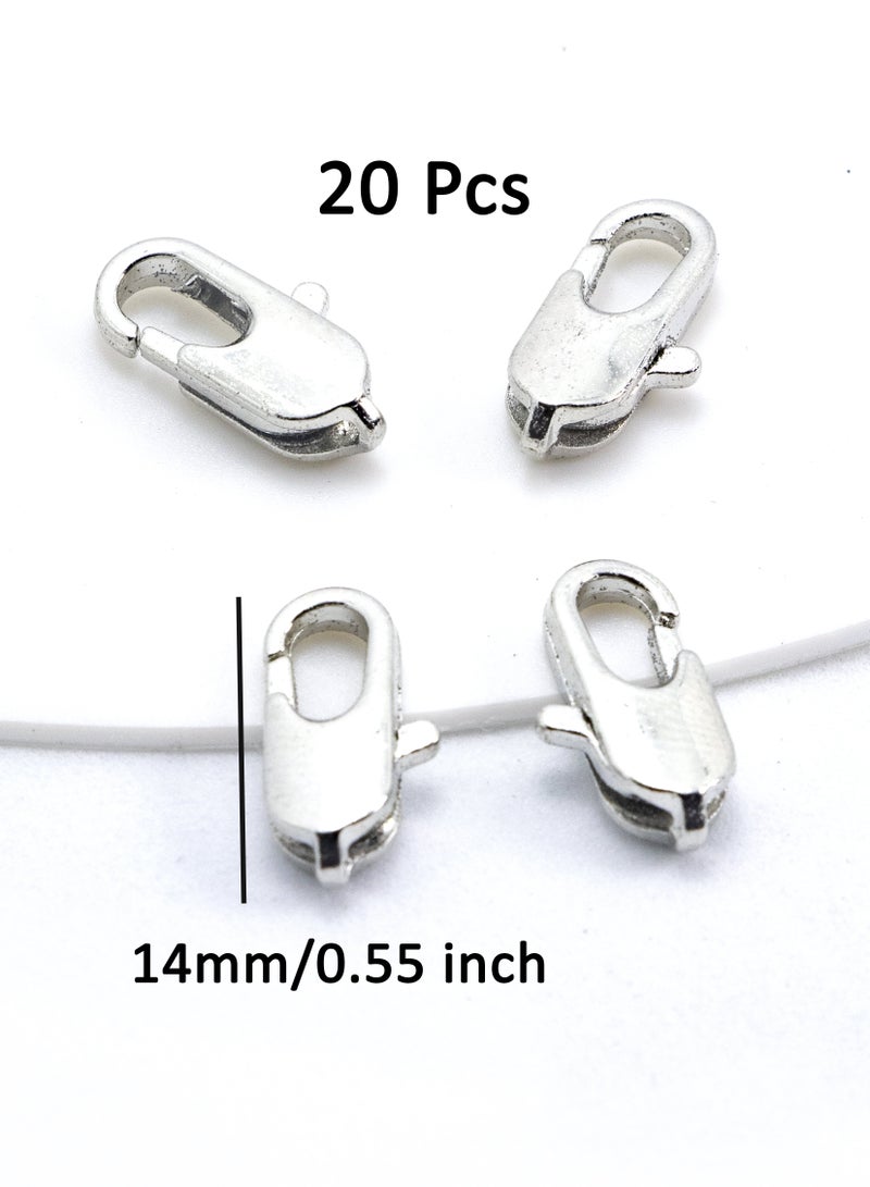 20 pcs Silver Stainless Steel Rectangle Lobster Clasps Rings Hooks Connectors For DIY Bracelet Necklace Chains Jewelry Making(14mm) - Image 1