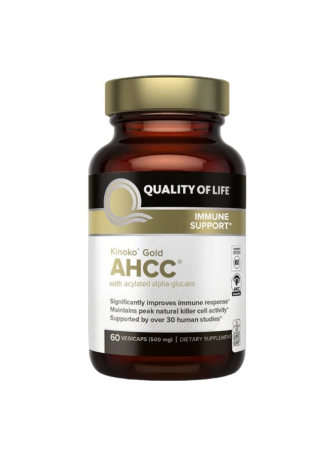 كوالتي أوف لايف مستخلص فطر AHCC بتركيز 500 مجم – دعم المناعة ومضادات الأكسدة | 60 كبسولة نباتية - Image 1