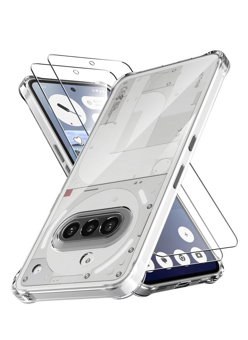TIGER Nothing Phone 3a Case Cover Anti Yellowing Premium Clear Case with 2-Pack Nothing Phone 3a Screen Protector Tempered Glass Film High Transparency Anti-Scratch Glass For Nothing Phone 3a - Image 1