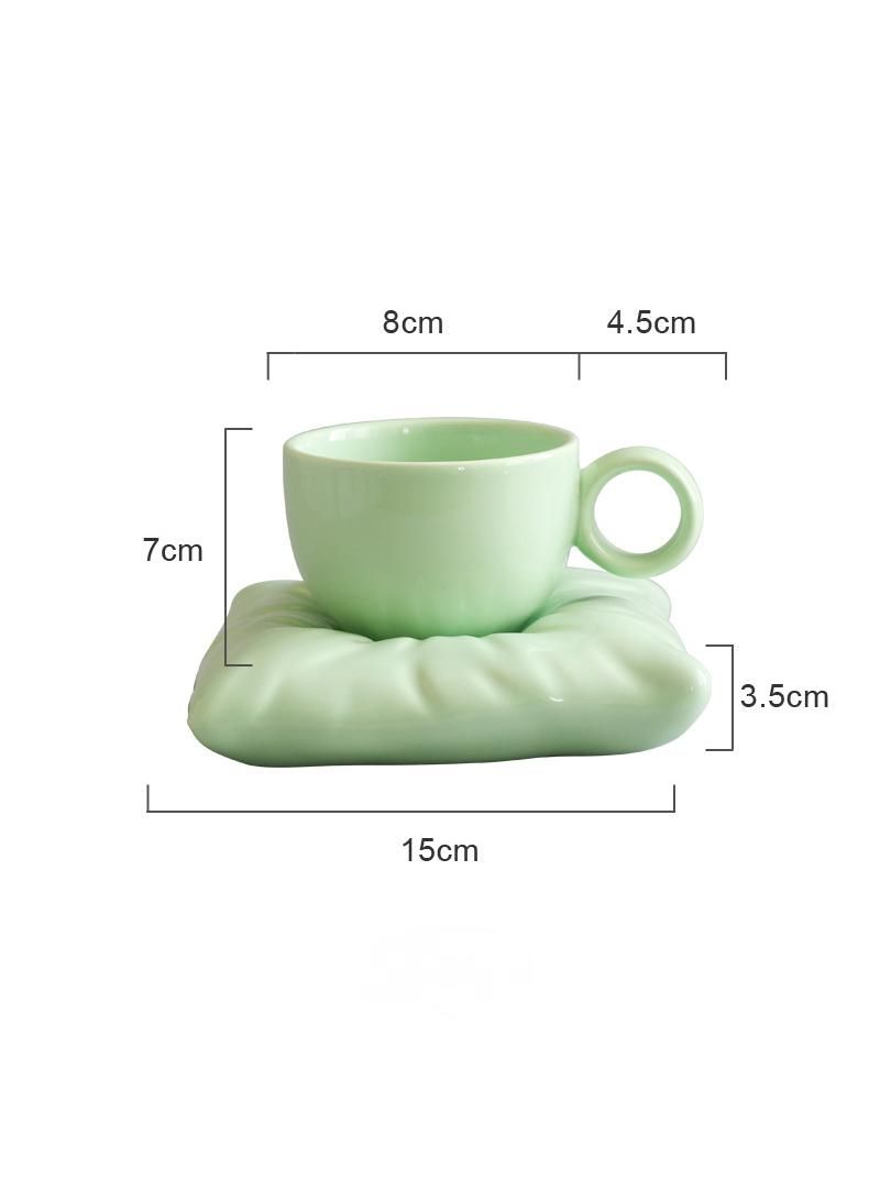 Creative Macaron Pillow Coffee Cup Ice Cream Ceramic Mug Green  - Image 1
