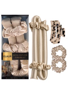 ELAUR Elaur Satin Heatless Curling Set-Hair Rollers for Heatless Curls | Overnight Heatless Hair Curlers to Sleep in | Curling Rod Headband for Short & Long Hair | Hair Wrap Curler (Gold)  - Image 1