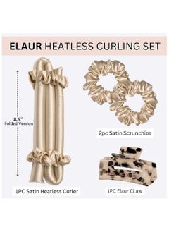 ELAUR Elaur Satin Heatless Curling Set-Hair Rollers for Heatless Curls | Overnight Heatless Hair Curlers to Sleep in | Curling Rod Headband for Short & Long Hair | Hair Wrap Curler (Gold)  - Image 2