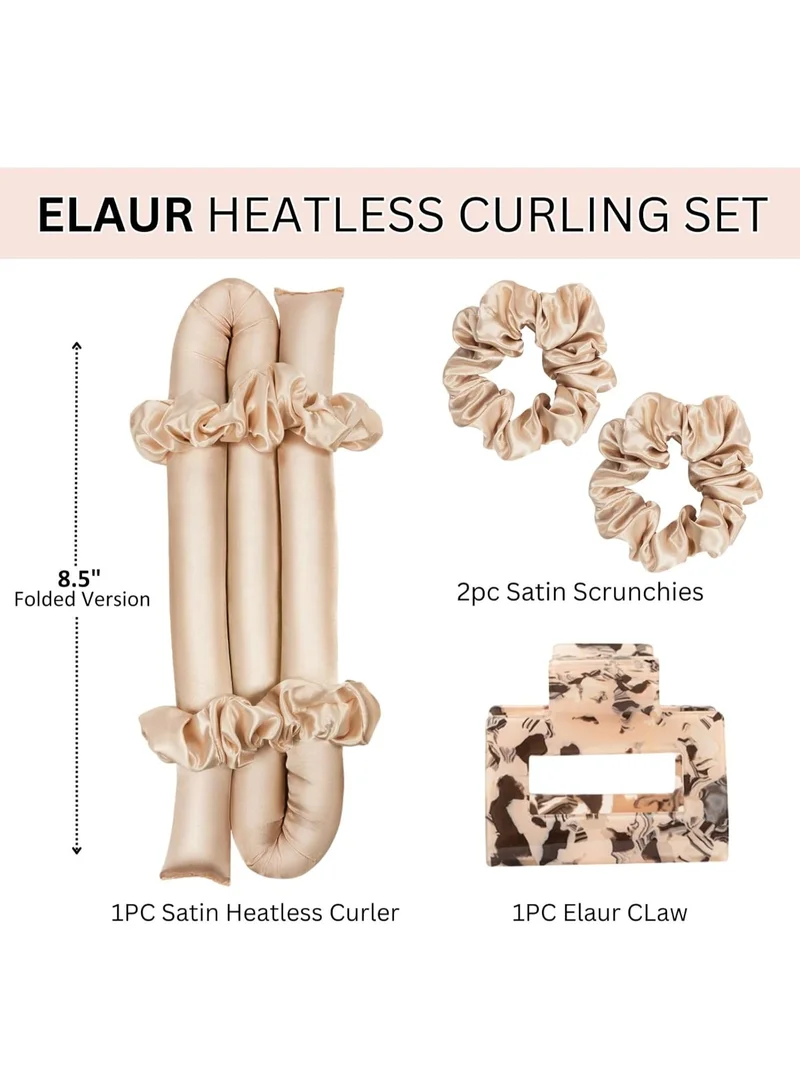 إيلور مجموعة بكرات الشعر Elaur Satin بدون حرارة لتجعيد الشعر بدون حرارة | أدوات تجعيد الشعر بدون حرارة طوال الليل للنوم | عصابة رأس لتجعيد الشعر للشعر القصير والطويل | أداة تجعيد الشعر