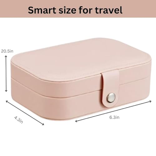 SNMMIFER Portable Travel Jewellery Box, PU Leather Organiser for Rings, Necklaces, Earrings, Pink (1 Layer) - Image 4