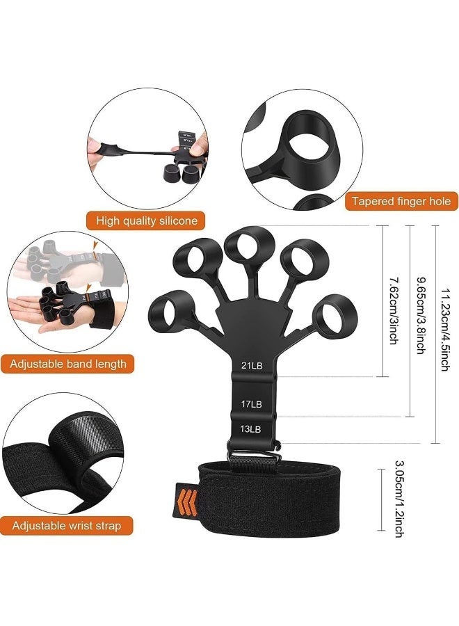 ECVV Hand Grip Strengthener 2PCS Grip Strength Trainer for Hand Therapy, Rock Climbing, Adjustable Finger Exerciser and Finger Stretcher Black & Gray - Image 5