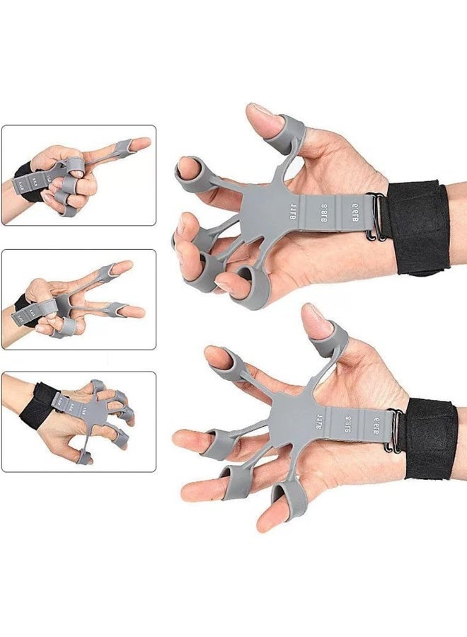ECVV Hand Grip Strengthener 2PCS Grip Strength Trainer for Hand Therapy, Rock Climbing, Adjustable Finger Exerciser and Finger Stretcher Black & Gray - Image 2