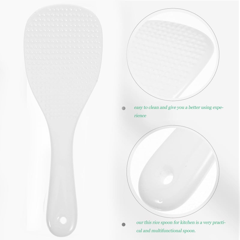 White Ceramic Rice Paddle Spoon Set 7 5 Inch 2 Piece Non Stick Kitchen Serving Utensils - Image 4
