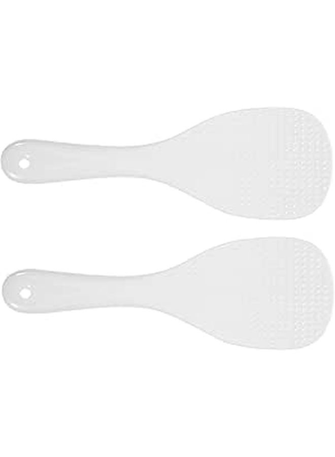 White Ceramic Rice Paddle Spoon Set 7 5 Inch 2 Piece Non Stick Kitchen Serving Utensils - Image 1