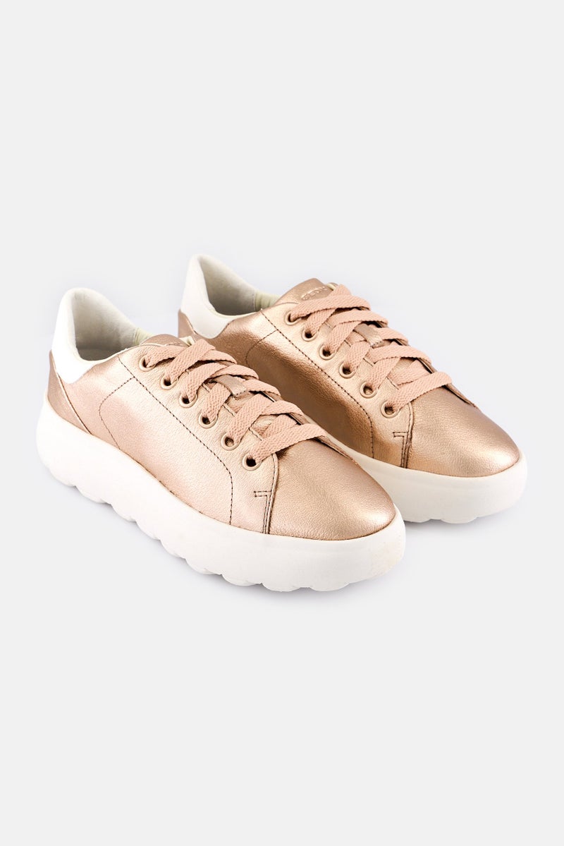 GEOX Women Spherica Ecub Lace Up Sneakers, Rose Gold - Image 1