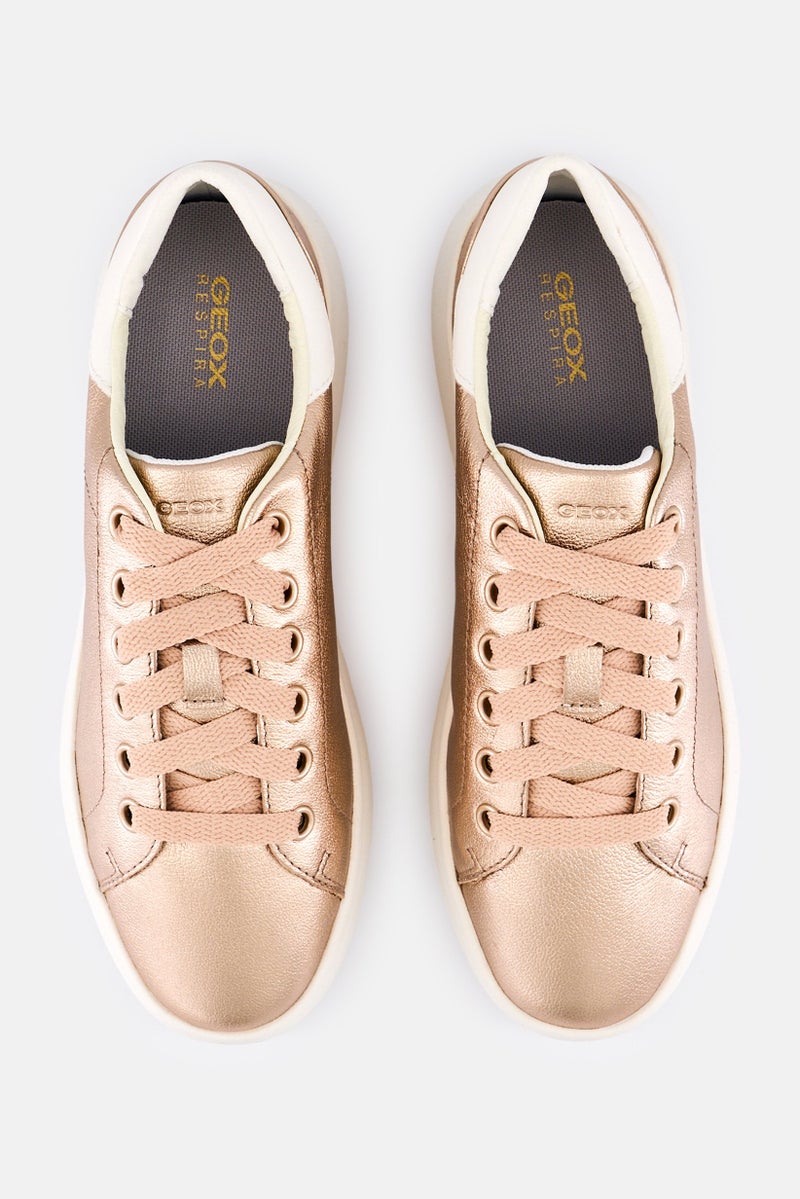 GEOX Women Spherica Ecub Lace Up Sneakers, Rose Gold - Image 3