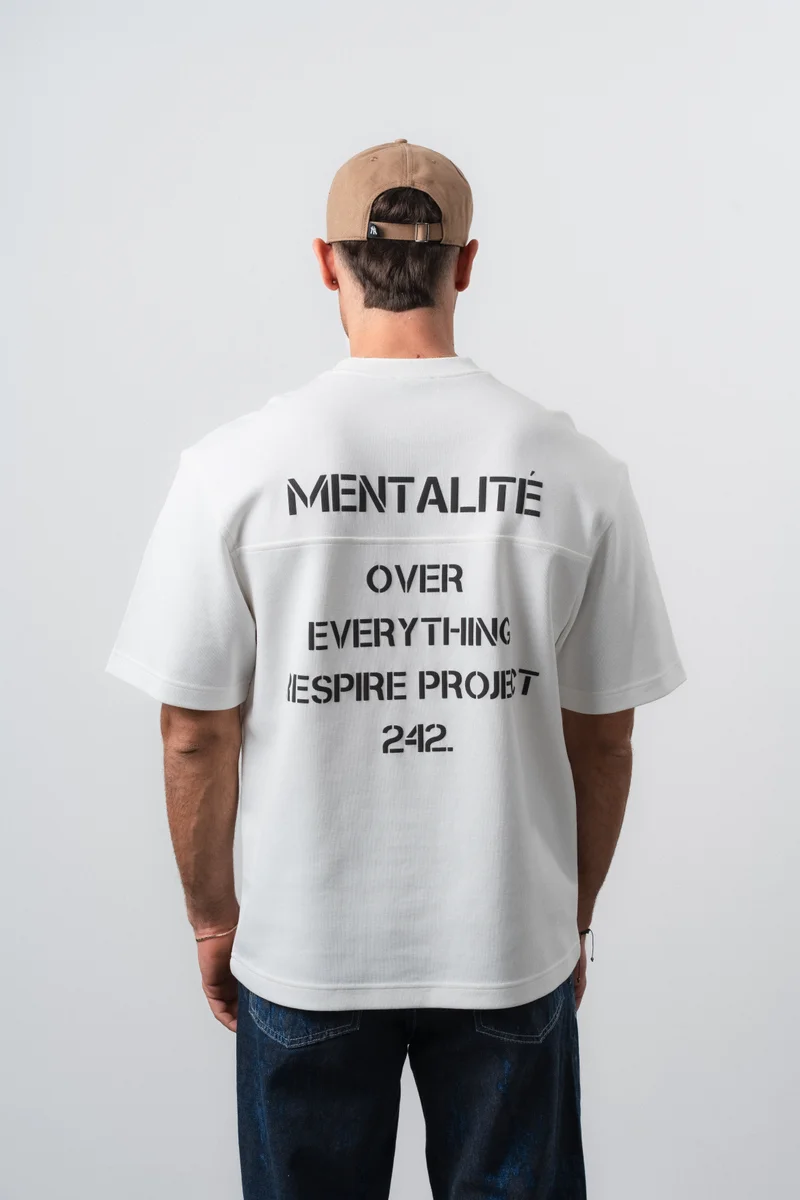 Respire Men's Mentality Print Regular Fit T-Shirt, Ecru