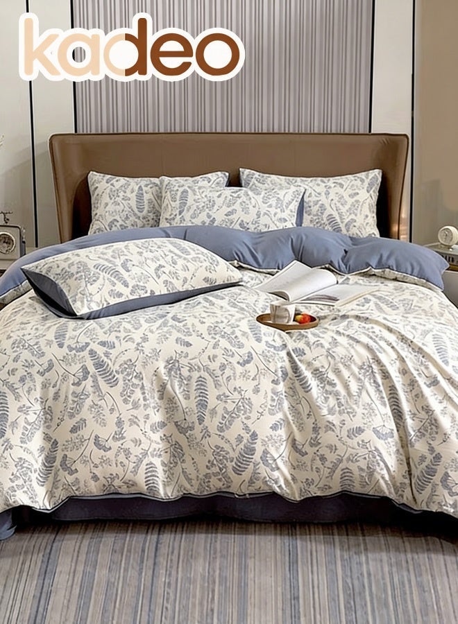 kadeo 4PCS Bedding Sheet Set, Breathable and Skin-Friendly, Fade Resistant Comforter Set, A & B Sides Bedding Set, Including Sheet Duvet Cover and 2 Pillows Comforter Sets - Image 1
