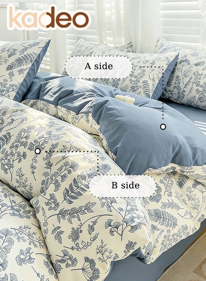 kadeo 4PCS Bedding Sheet Set, Breathable and Skin-Friendly, Fade Resistant Comforter Set, A & B Sides Bedding Set, Including Sheet Duvet Cover and 2 Pillows Comforter Sets - Image 3