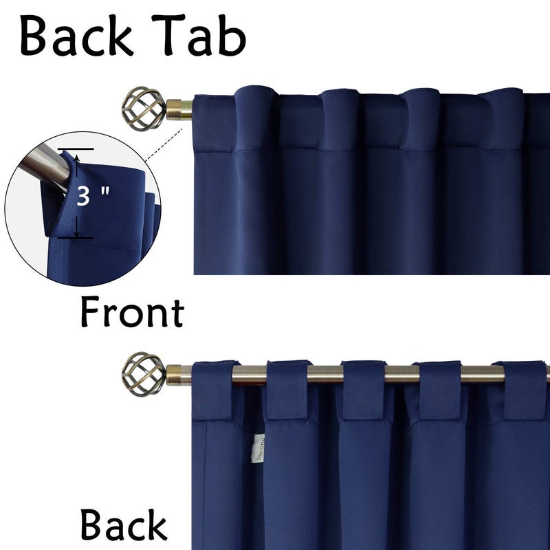 BGment Blackout Curtains for Bedroom - 38 x 45 inch Curtains Rod Pocket and Back Tab Thermal Insulated Room Darkening Curtains for Living Room  2 Window Panels  Navy Blue - Image 2