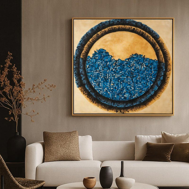 ماركتنا لوحة قماشية مربعة بتصميم خط عربي مع برواز مجوف بمقاس 80x80 سم - Image 1