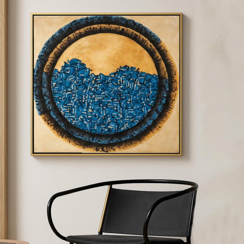 ماركتنا لوحة قماشية مربعة بتصميم خط عربي مع برواز مجوف بمقاس 80x80 سم - Image 2