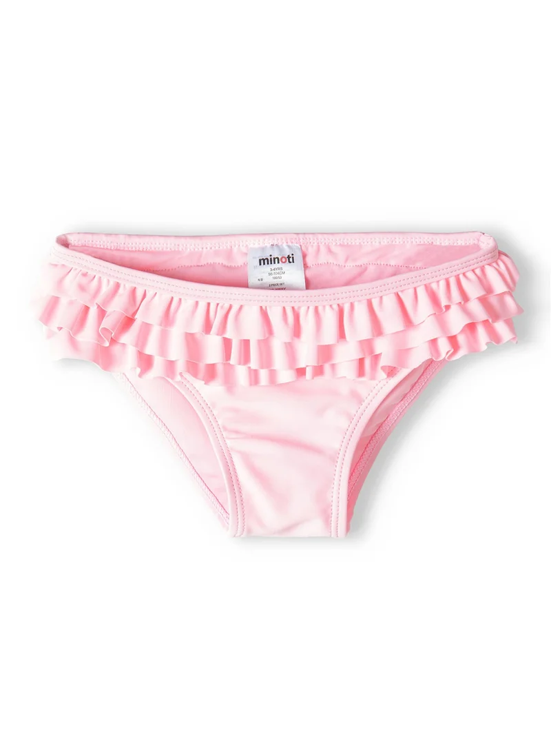 MINOTI Kids Girls' Two-Piece Swim Set – Long Sleeve Rash Guard, Frills