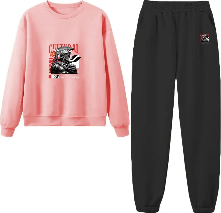 DogFish Tracksuit Oversize Nomorehustle Printed Tracksuit,lover,couple Combination Pink