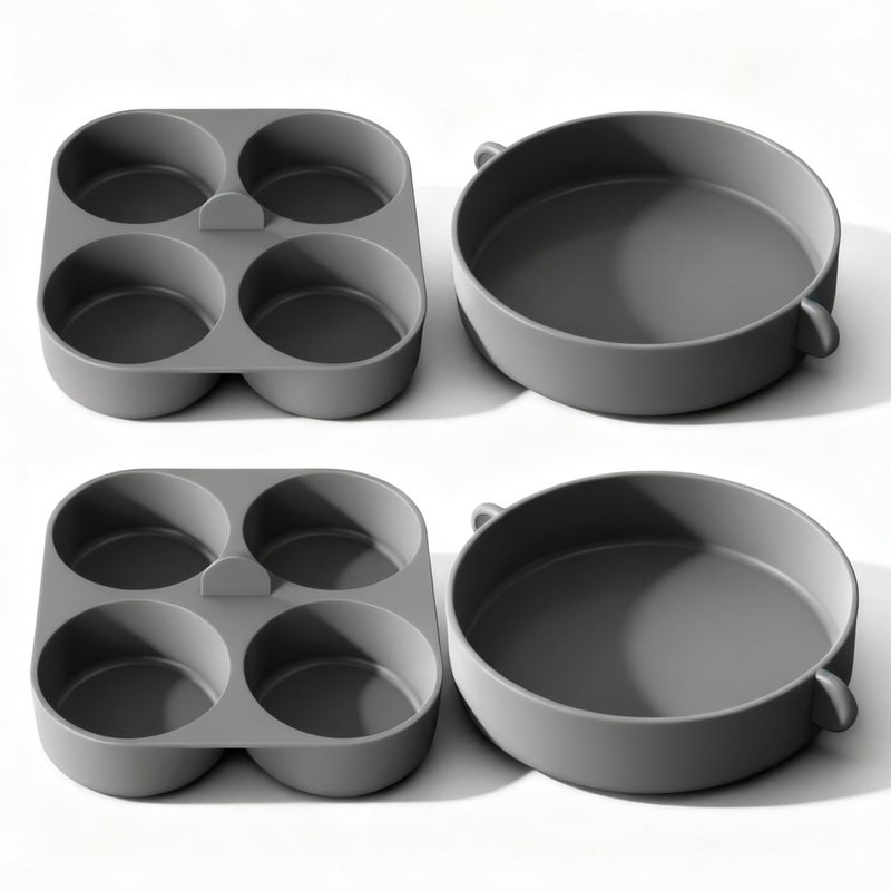 FineMade Silicone Egg Bite Molds for Instant Pot and Sous Vide Egg Bite Maker, 2 Pcs of 4 Inch Large Molds, 2 Pcs of 4-in-1 Mini Molds, Ideal for Breakfast Sandiwches, Healthy Snacks or Desserts - Image 1