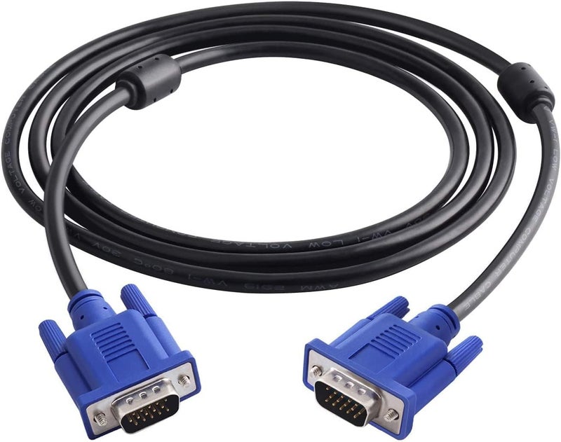 KAVTRON VGA Cable,Display Cable,Male to Male-15-pin D-sub Cable|Supports PC,SERVER,Monitor,Laptop,LCD,LED,Plasma,Projector,TFT-VGA to VGA Cable-1 M,Black - Image 1