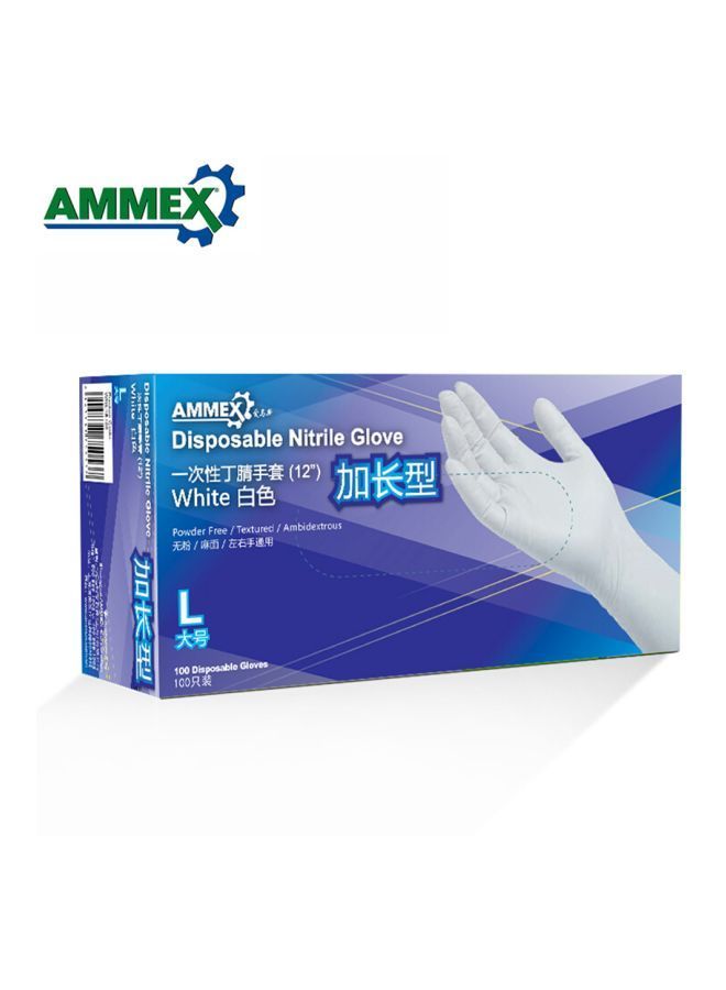NIBEMINENT 100-Piece Disposable Nitrile Rubber Hand Gloves White 12inch  - Image 3