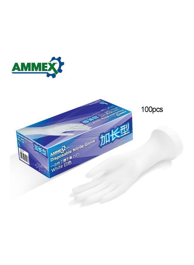 NIBEMINENT 100-Piece Disposable Nitrile Rubber Hand Gloves White 12inch  - Image 4