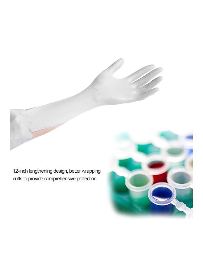 NIBEMINENT 100-Piece Disposable Nitrile Rubber Hand Gloves White 12inch  - Image 2