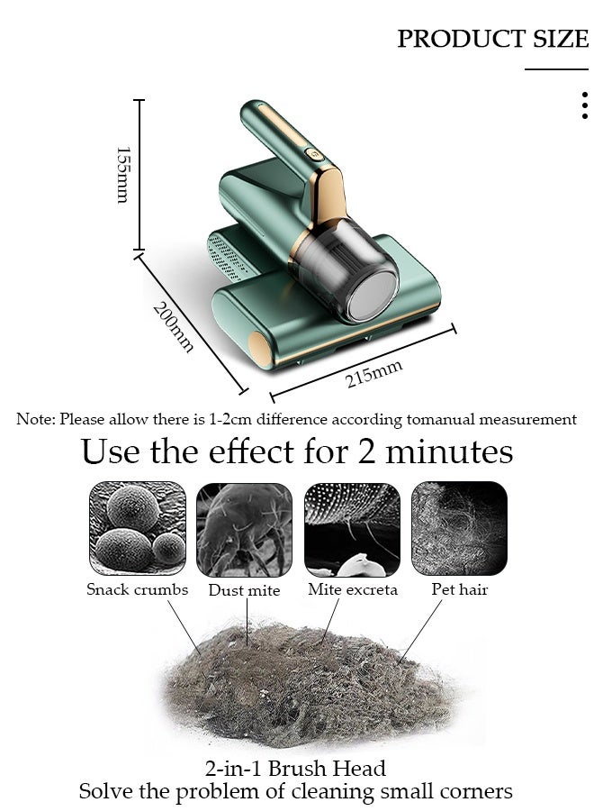 DUNISO مكنسة كهربائية للمراتب محمولة بالأشعة فوق البنفسجية، أداة إزالة العث، آلة تنظيف مزيل العث اللاسلكية للوسائد، ملاءات المراتب، الأرائك، الألعاب القطيفة والأسطح القماشية الأخرى - Image 4