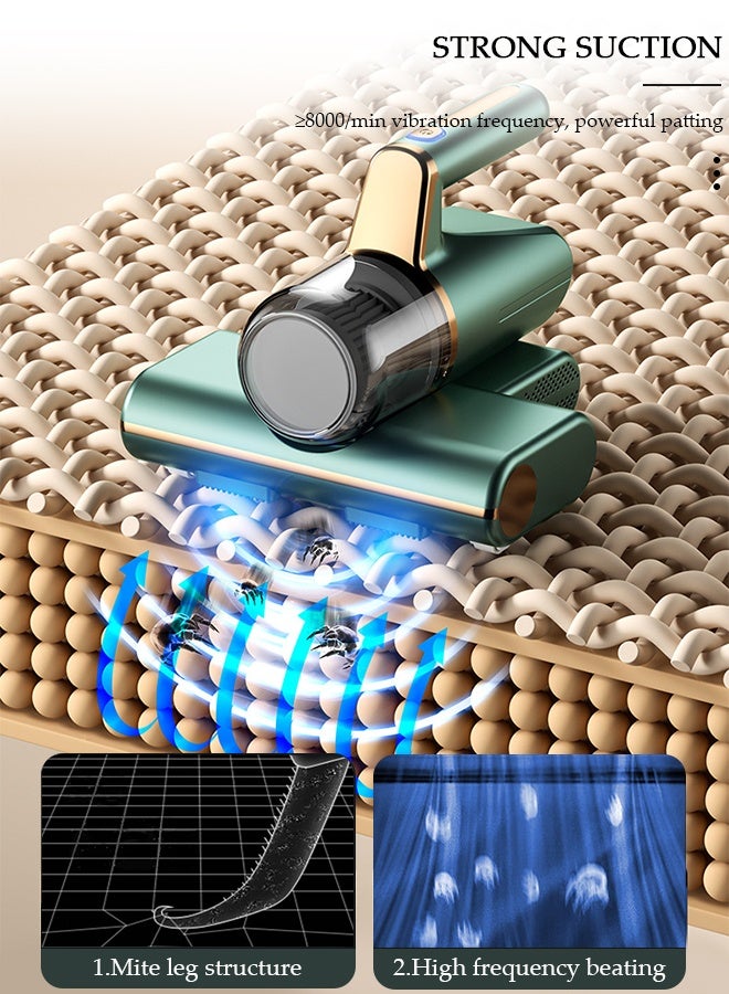 DUNISO مكنسة كهربائية للمراتب محمولة بالأشعة فوق البنفسجية، أداة إزالة العث، آلة تنظيف مزيل العث اللاسلكية للوسائد، ملاءات المراتب، الأرائك، الألعاب القطيفة والأسطح القماشية الأخرى - Image 3