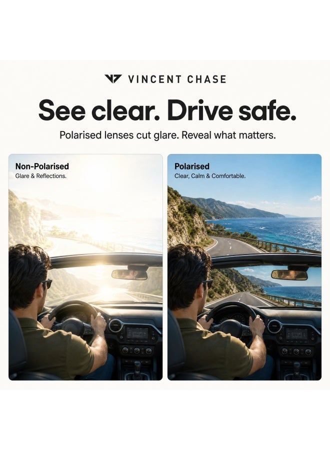 VINCENT CHASE Unisex Vincent Chase By Lenskart | Grey Black Full Rim Square Stylish Sunglasses | Polarized and UV Protected | For Men and Women | Large | VC S14090 - Image 4