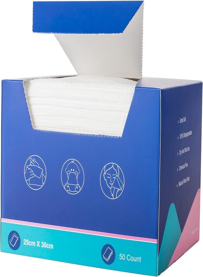 Atitifope Disposable Face Cloths Cleansing Towels Facial Towel Wet and Dry Face Towel Tissue Makeup Remover Wipse 10inch x 12inch (1 Box) - Image 1