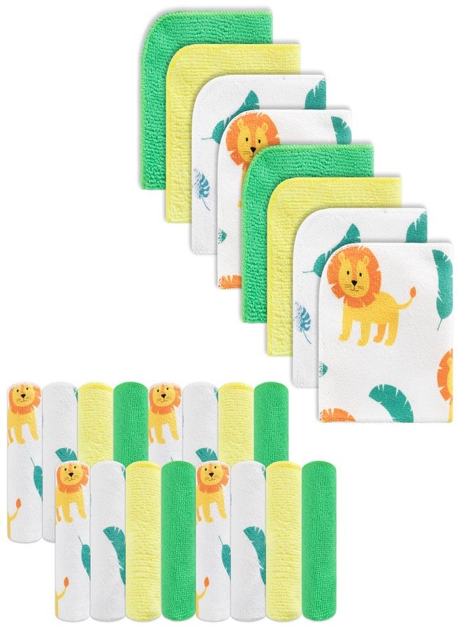 softan Baby Washcloths, 24Pack Baby Wash Cloths Extra Soft & Ultra Absorbent, Baby Towels and Washcloths Face Towels for Unisex Boys Girls Body, Washclothes Gentle on Sensitive Skin, 9x9 Lion - Image 1