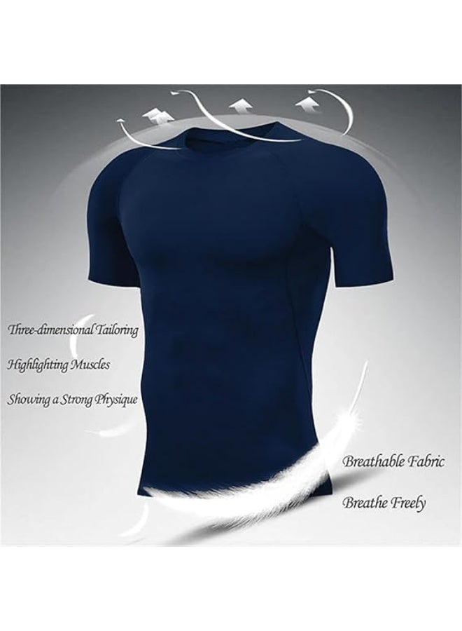 Men's Compression Shirts Short Sleeve Athletic Tops, Cool Dry Workout Shirt Sports T-Shirt - Image 3