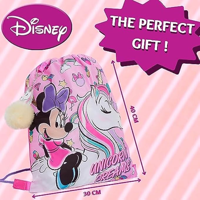 Disney Minnie Mouse Drawstring Gym Bag Girls Unicorn Swim Bag Nursery Backpack - Image 4