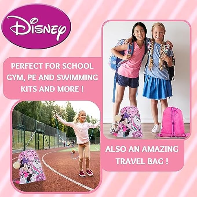 Disney Minnie Mouse Drawstring Gym Bag Girls Unicorn Swim Bag Nursery Backpack - Image 2