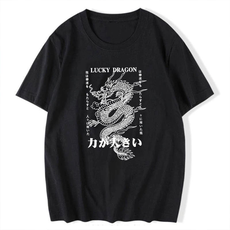 2022 Spring Men'S New Lucky Dragon Loose Shoulder Short Pullover Men'S T-Shirt - Image 5