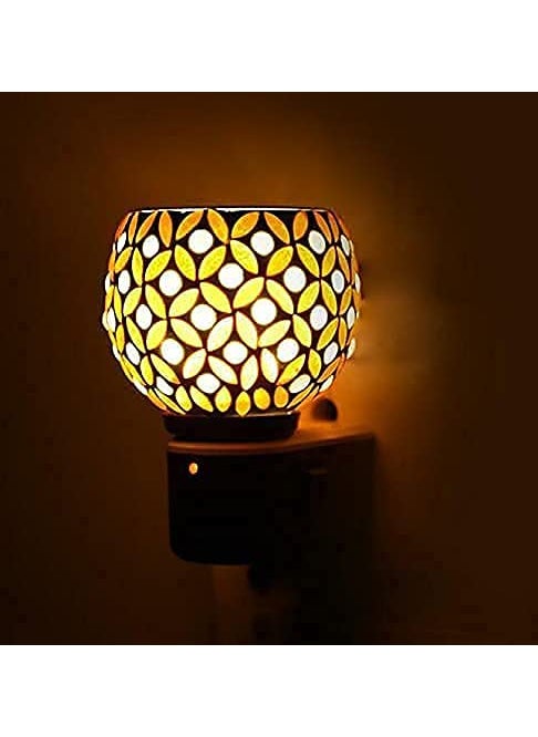 Dbell Dbell Ceramic Kapoor Dani Electic Camphor Diffuser Multipurpose Incense Aroma Dhoop Dani Home Fragrance Oil Burner Glass Aroma Night Lamp For Home Office Yellow 