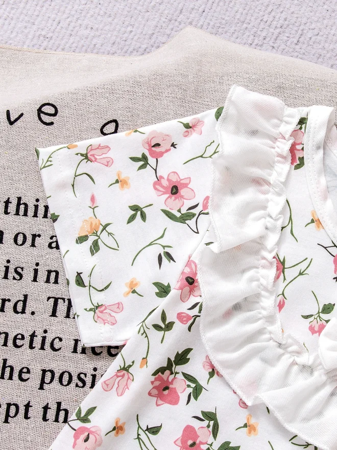 Take Two  Girls Floral Print Ruffle T-Shirt And Pyjama Set for Women | Best Price UAE