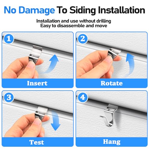 Vicsamer 24PCS Vinyl Siding Hook, Thicken Stainless Steel Vinyl Siding Clips Hangers, Heavy-Duty No Drill Vinyl Hook for Outdoor Decor, Hanging on Patio, Christmas Wreath Hangers - Image 5