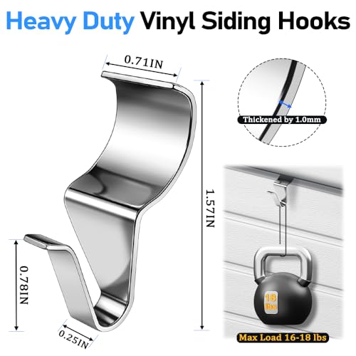 Vicsamer 24PCS Vinyl Siding Hook, Thicken Stainless Steel Vinyl Siding Clips Hangers, Heavy-Duty No Drill Vinyl Hook for Outdoor Decor, Hanging on Patio, Christmas Wreath Hangers - Image 2