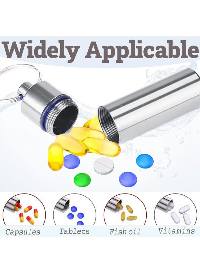 QIOOLEEO 4pcs 𝐏𝐢𝐥𝐥 𝐂𝐚𝐬𝐞, Travel Pill Case Small Portable Waterproof 𝗣𝗶𝗹𝗹 𝗕𝗼𝘅𝗲𝘀 with Keychain, Made from Durable Al and Ti, Ideal for Secure Medication Storage During Outdoor Travel Daily Use - Image 1