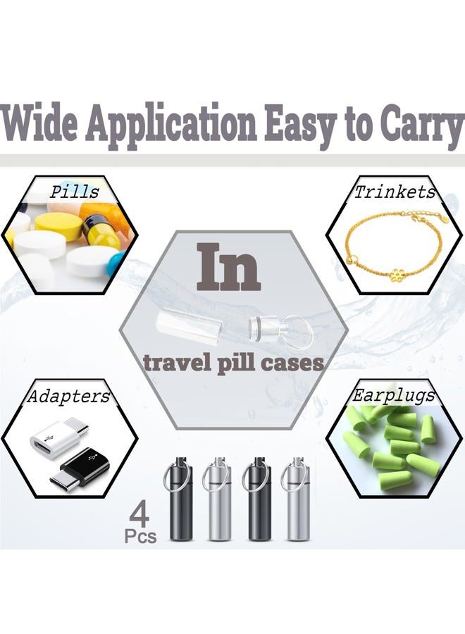 QIOOLEEO 4pcs 𝐏𝐢𝐥𝐥 𝐂𝐚𝐬𝐞, Travel Pill Case Small Portable Waterproof 𝗣𝗶𝗹𝗹 𝗕𝗼𝘅𝗲𝘀 with Keychain, Made from Durable Al and Ti, Ideal for Secure Medication Storage During Outdoor Travel Daily Use - Image 5