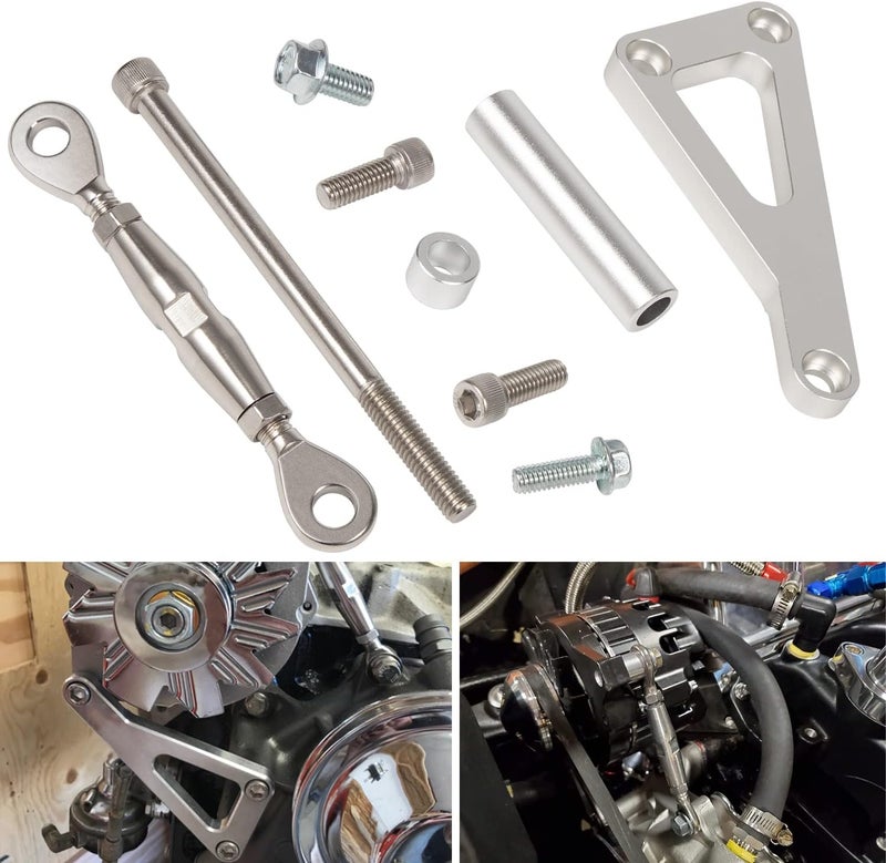 Camoo Billet Alternator Bracket Adjustable Kit for Chevy SBC 305 327 350 383 5.0L 5.7L V8 Eight Cylinder Long Water Pump Polished Aluminum for Chevy Small Block Engine - Image 1