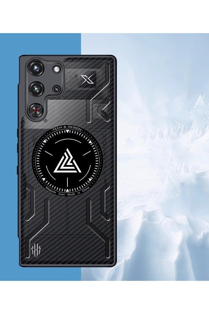 Case Compatible with ZTE Nubia Red Magic 10 pro/10 pro+, Carbon Fiber Texture Magnetic Cooling Phone Cover, Anti-Drop, Friction-Resistant - Image 1