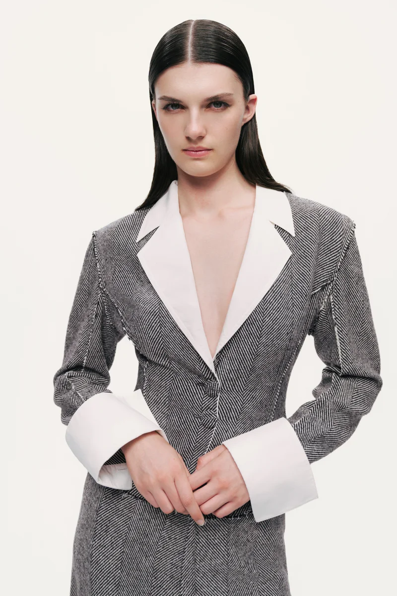 Nocturne Contrast Lapel Textured Jacket